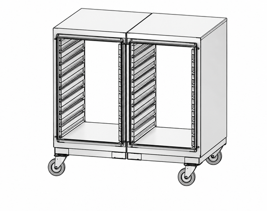 Drawing of cabinet on wheels