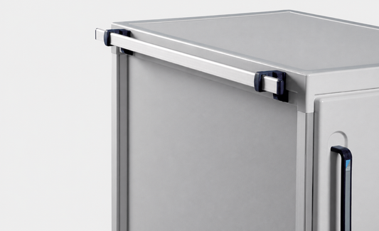Close-up of a cart against a light gray background.