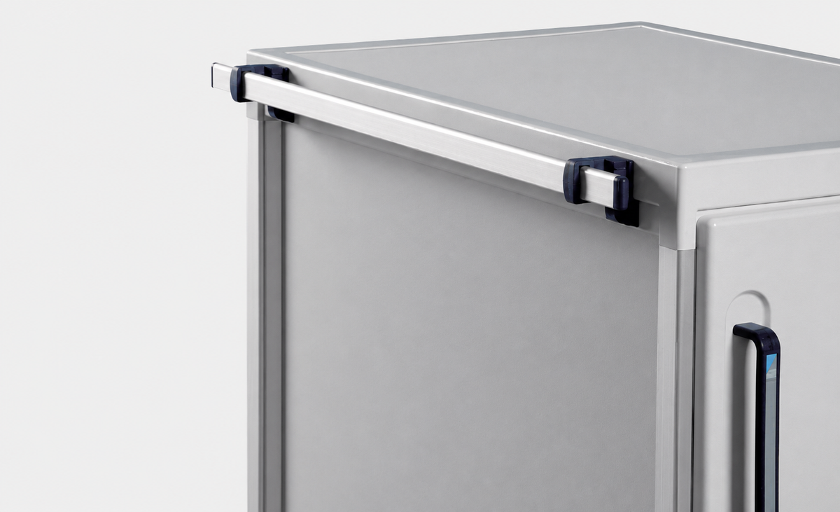 Close-up of a cart against a light gray background.